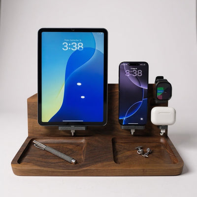 4-in-1 Wooden Apple Charging Station – Handcrafted in Canada