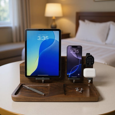 4-in-1 Wooden Apple Charging Station – Handcrafted in Canada