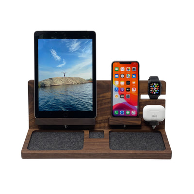 wood iPad Charging Station