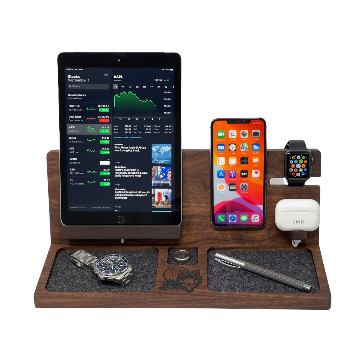 wood apple charger iphone 16 workstation wireless charger